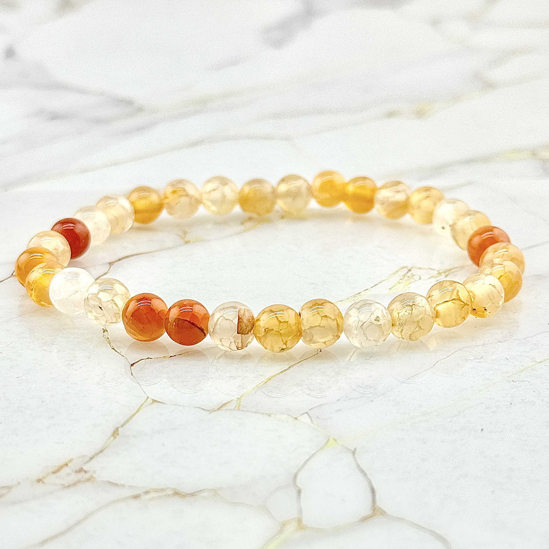 Bracelet "Extra" en Agate Veine de dragon Orange