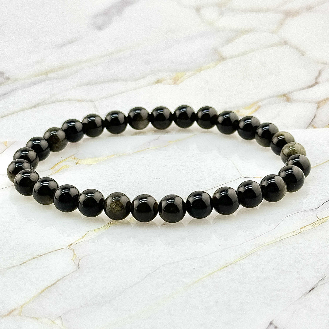 Bracelet "Extra" en Obsidienne Dorée