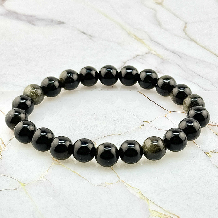 Bracelet "Extra" en Obsidienne Dorée