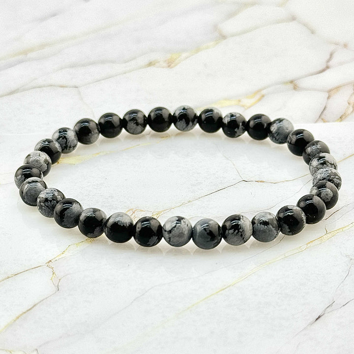Bracelet "Extra" en Obsidienne Flocon de Neige