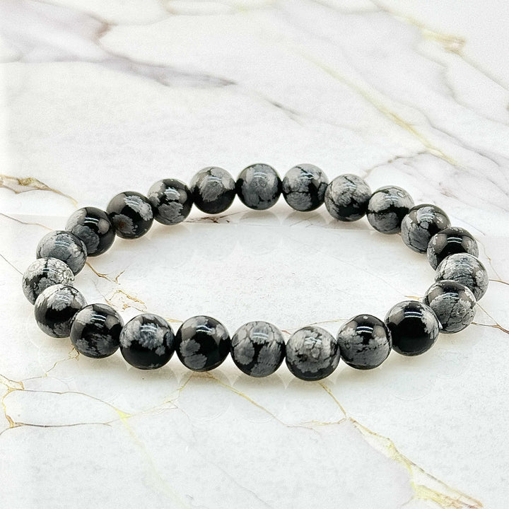 Bracelet "Extra" en Obsidienne Flocon de Neige