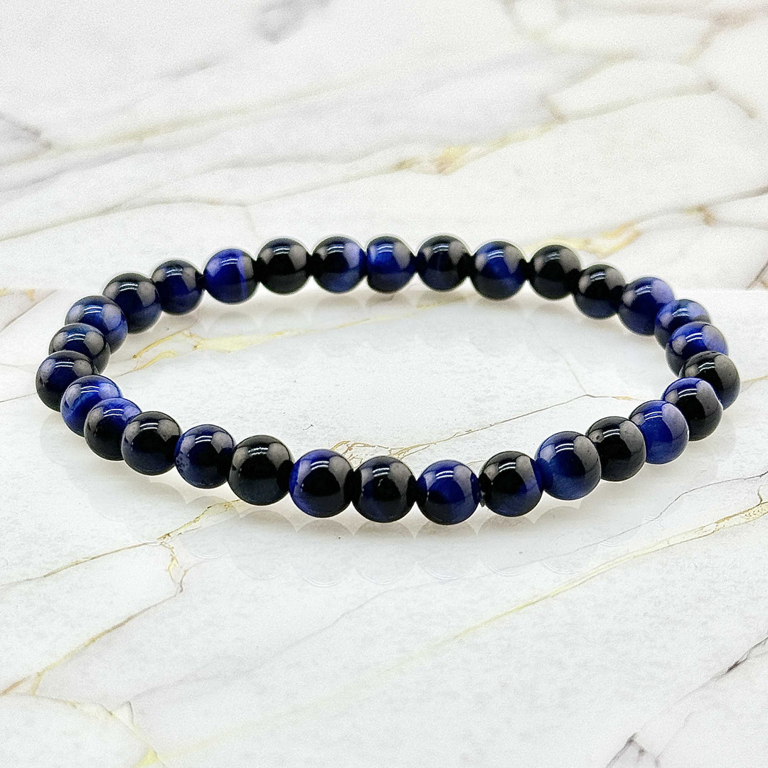 Bracelet "Extra" en Oeil de Tigre Bleu