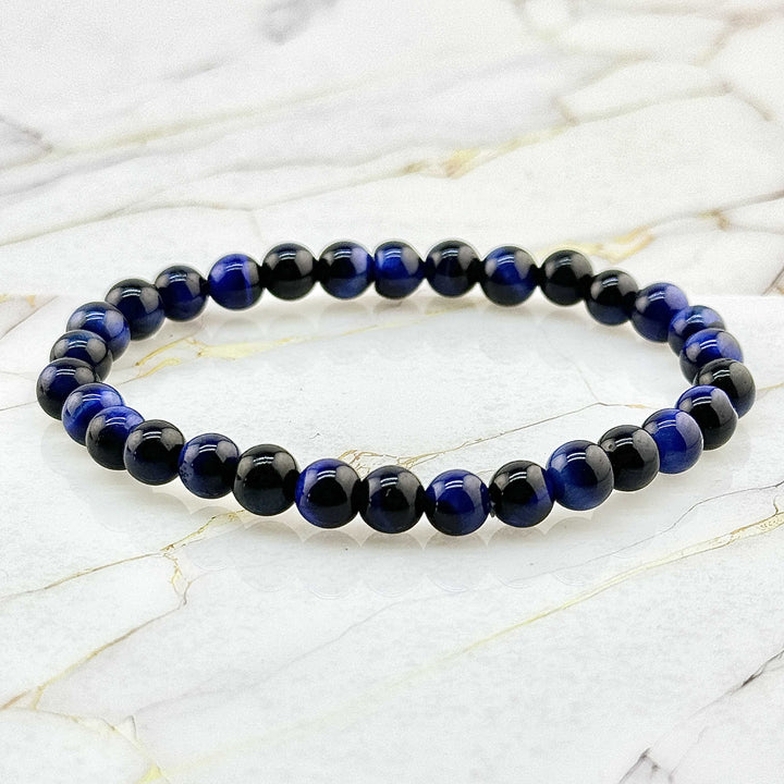 Bracelet "Extra" en Oeil de Tigre Bleu