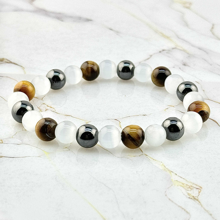 Bracelet "Triple défense" en pierres naturelles