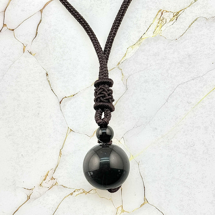 Collier "Boule" en Obsidienne