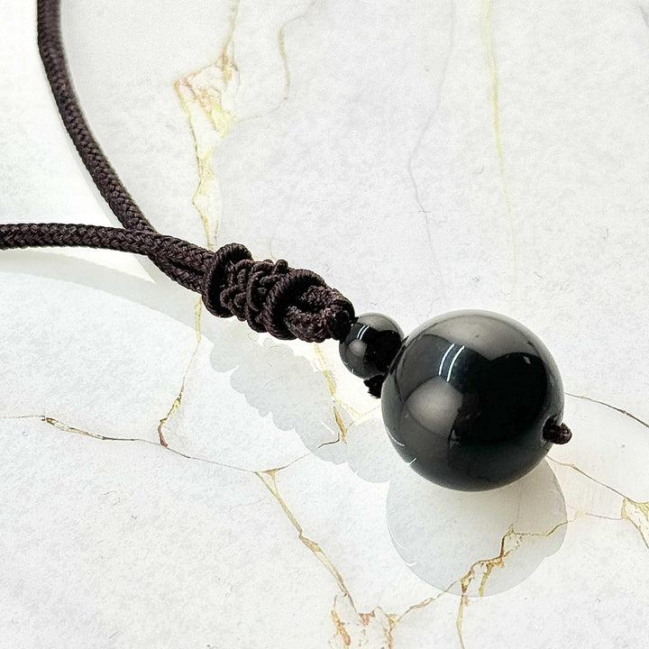 Collier "Boule" en Obsidienne