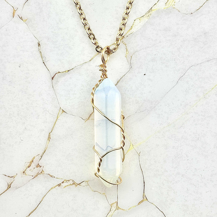 Collier "Colonne enlacée" en Pierres naturelles (6 variantes)