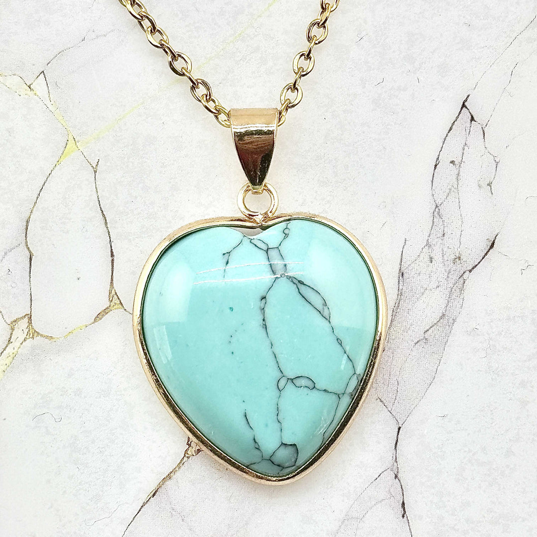 Collier "Grand Cœur" en Pierres naturelles (11 variantes)