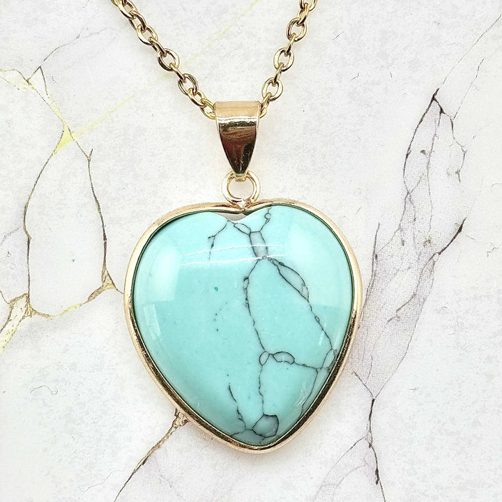 Collier "Grand Cœur" en Pierres naturelles (11 variantes)