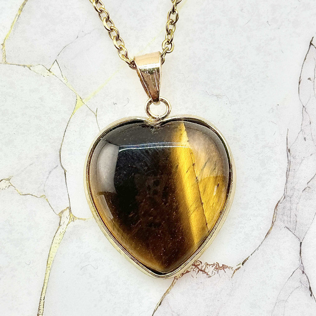 Collier "Grand Cœur" en Pierres naturelles (11 variantes)