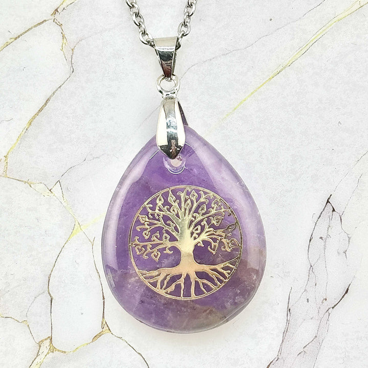 Collier "Zen" Arbre de vie en Pierres naturelles (7 variantes)