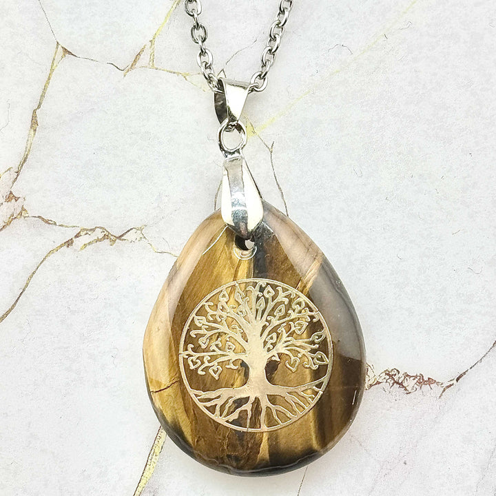 Collier "Zen" Arbre de vie en Pierres naturelles (7 variantes)
